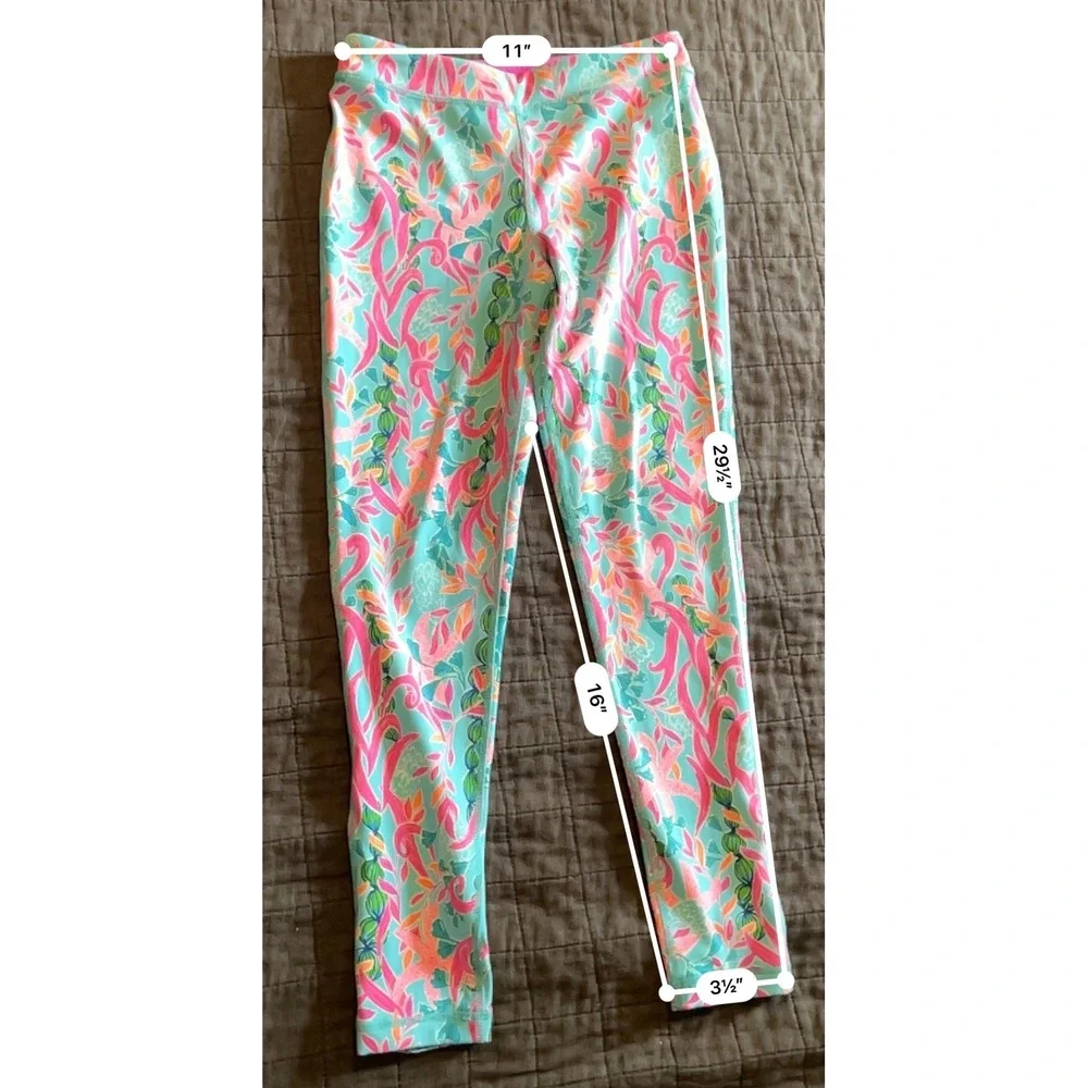 Lilly Pulitzer Luxletic Girls Seaweed Smaba Leggings Size L 8-10